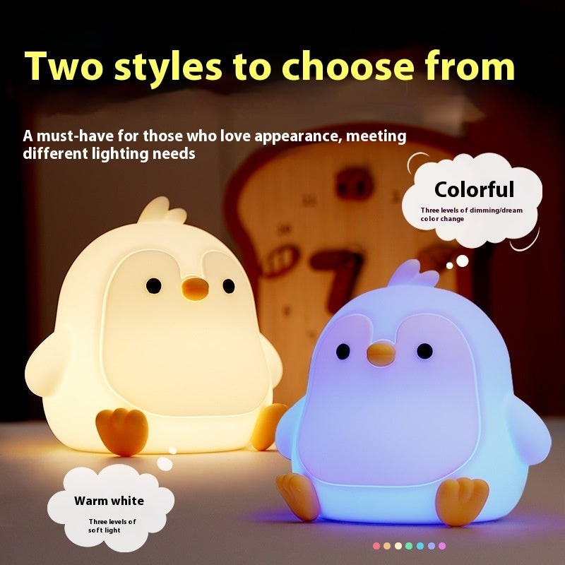 Baby Penguin Small Night Bedroom Bedside Silicone Pat Lamp