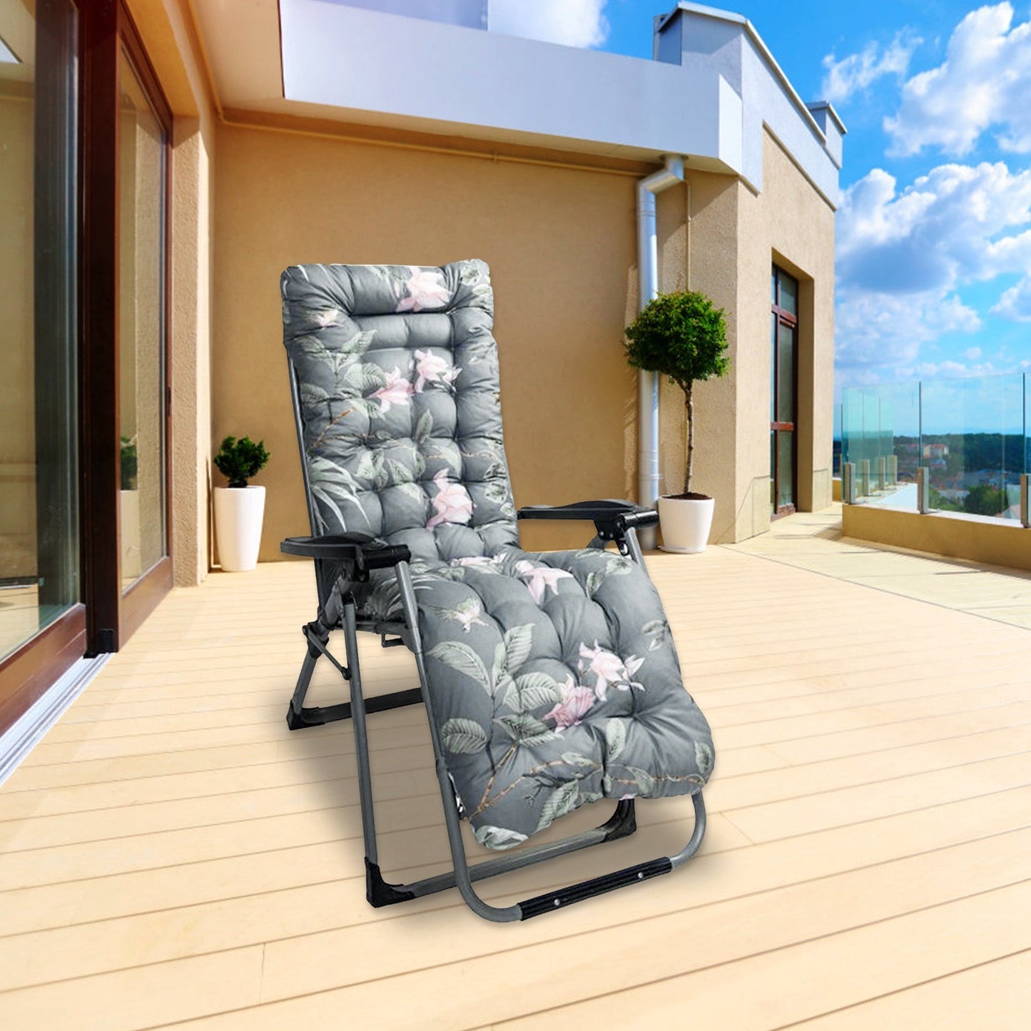 1Pc Chaise Lounger Cushion Recliner Rocking Chair Sofa Mat Deck Chair Cushion Chair Not Inlcuded  Standard Type